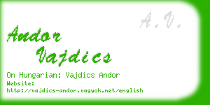 andor vajdics business card